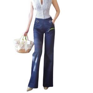 Exposite Navy Blue High Waist Wide Leg Casual Palazzo Women’s Pant size 6